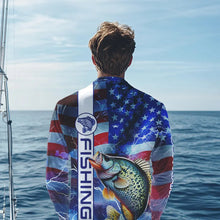 Load image into Gallery viewer, American flag Crappie lingtning Long Sleeve Fishing Shirts custom Patriotic Crappie fishing jerseys NQS9472