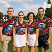 Load image into Gallery viewer, Custom Black and Red Camo American Flag Eagle Mens Golf Polo shirts, patriotic team mens golf tops NQS11608