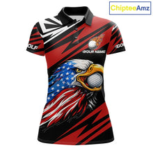 Load image into Gallery viewer, Custom Black and Red Camo American Flag Eagle Women Golf Polo shirts, patriotic team ladies golf tops NQS11608