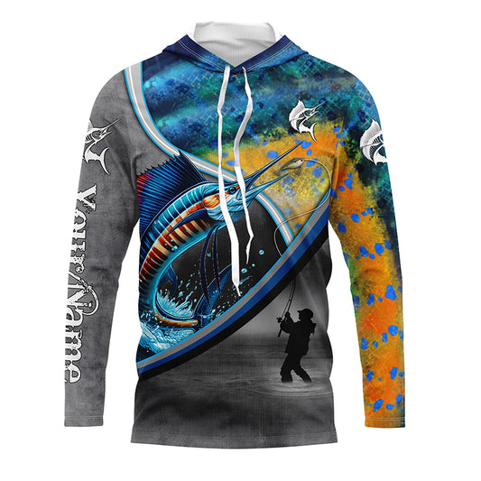 Sailfish fishing saltwater fish personalized fishing tournament shirts, sun protection fishing apparel NQS5673