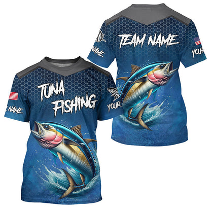 Blue camo Tuna fishing Custom performance long sleeve team Tuna fishing tournament shirts NQS7776