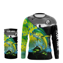 Load image into Gallery viewer, Mahi Mahi fishing scale Customize name long sleeves UV protection Fishing apparel NQS807