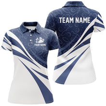 Load image into Gallery viewer, White &amp; blue camo Women bowling Polo, Quarter Zip shirts Custom Team bowling jerseys, gift for bowlers NQS8009