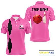 Load image into Gallery viewer, Personalized Retro Bowling Polo, Quarter Zip Shirts For Men custom vintage bowling team jersey | Pink NQS11012