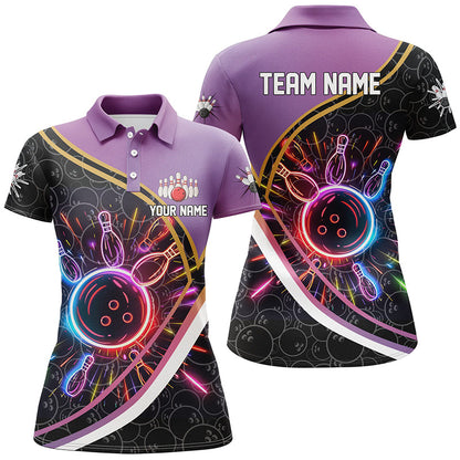 Purple Gradient Black camo Bowling shirts for women custom colorful neon light team bowling jerseys NQS7795