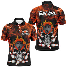 Load image into Gallery viewer, Orange smoke Skull bowling Polo, Quarter Zip shirt for men Custom Team bowling League jerseys NQS8210