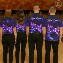 Load image into Gallery viewer, Custom Purple Galaxy Butterfly Bowling Shirts For Women, Bowling Team Shirt With Butterflies NQS11627