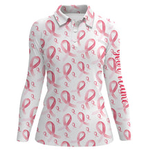 Load image into Gallery viewer, Pink ribbons Breast Cancer Awareness Pattern Women golf polo shirts custom golf apparel for Women NQS8033