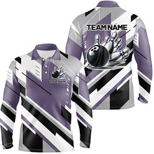 Load image into Gallery viewer, Personalized Bowling Shirts For Men, Team Bowling Jerseys Bowling Pins | Purple NQS8912