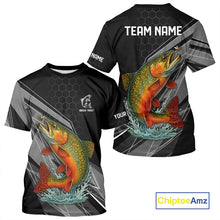Load image into Gallery viewer, Personalized Black camo Brook Trout Fishing Jersey, Brook Trout Long Sleeve Fishing Tournament Shirts NQS11033