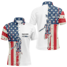 Load image into Gallery viewer, Vintage American Flag Mens Disc golf polo shirts custom name patriotic disc golf jerseys NQS9154