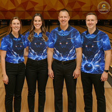 Load image into Gallery viewer, Blue Lightning Thunder Cat Bowling Jerseys for Women custom Bowling Polo, 1/4 zip Team League Shirts NQS11428
