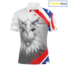 Load image into Gallery viewer, Red, White and Blue US Flag Eagle Golf Polo Shirts For Men Custom Patriotic mens golf shirts NQS11631