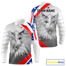 Load image into Gallery viewer, Red, White and Blue US Flag Eagle Golf Polo Shirts For Men Custom Patriotic mens golf shirts NQS11631