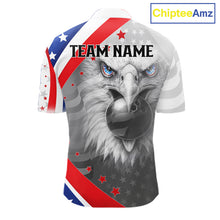 Load image into Gallery viewer, Red, White and Blue US Flag Eagle Bowling Shirts For Men Custom Patriotic Team Bowling Jersey NQS11632