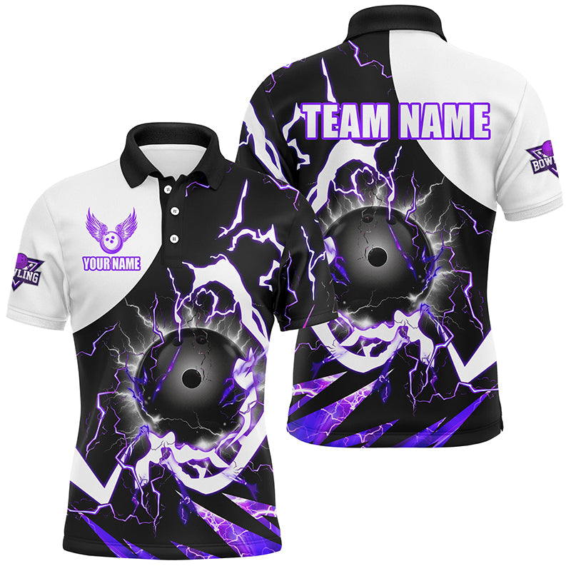 Purple Lightning thunder bowling Team league jerseys custom Mens Bowling Polo, Quarter zip Shirts NQS8231