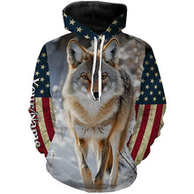 Load image into Gallery viewer, Coyote Hunting american flag patriotic Custom Name 3D All over print shirts NQSD126