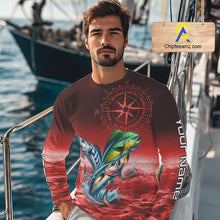 Load image into Gallery viewer, Personalized Mahi Mahi, Wahoo, Tuna Red Performance Fishing Shirt, compass offshore tournament Shirts NQS11437