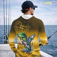 Load image into Gallery viewer, Custom Mahi Mahi, Wahoo, Tuna Yellow Performance Fishing Shirt, Compass Offshore Tournament Shirts NQS11438
