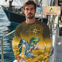 Load image into Gallery viewer, Custom Mahi Mahi, Wahoo, Tuna Yellow Performance Fishing Shirt, Compass Offshore Tournament Shirts NQS11438