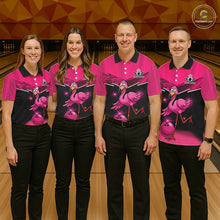 Load image into Gallery viewer, Funny Pink Flamingo Bowling Polo, 1/4 zip shirts for Women Custom Flamingo Team bowling outfit NQS11248