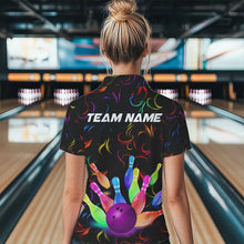 Load image into Gallery viewer, Colorful Neon Flame pattern Bowling Shirts For Women Custom Bowling Team Jerseys, Gift For Bowler NQS9374
