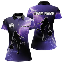 Load image into Gallery viewer, Purple Lightning Thunder Bowling Shirts for Women Custom Team Bowling Polo, Quarter Zip Jerseys NQS9170