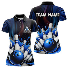 Load image into Gallery viewer, Black and Blue Women's bowling outfits Custom Team ladies bowling Polo, Quarter Zip Shirts NQS9700