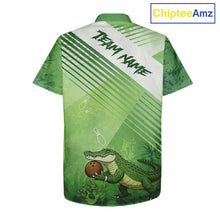 Load image into Gallery viewer, Funny Alligator Bowling Button-up Shirts Custom Alligator Bowling Team Hawaiian Jerseys | Green NQS11742