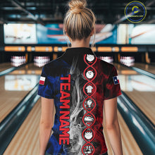 Load image into Gallery viewer, Red, White &amp; Blue Smoke Texas Flag Patriotic Team Bowling Shirt For Women Custom It's in my DNA Shirt NQS11265
