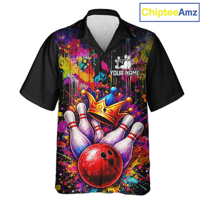 Colorful bowling jerseys Bowling Hawaiian Shirt Custom Bowling Team Button up shirts for bowlers NQS11473