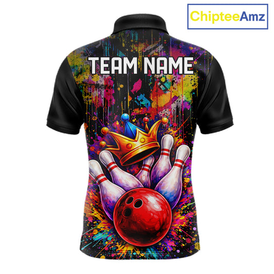 Colorful bowling jerseys Bowling Polo, 1/4 Zip Shirt for Men Custom Bowling Team shirts for bowlers NQS11473