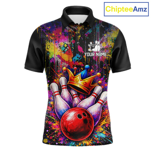 Colorful bowling jerseys Bowling Polo, 1/4 Zip Shirt for Men Custom Bowling Team shirts for bowlers NQS11473