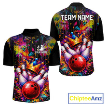 Load image into Gallery viewer, Colorful bowling jerseys Bowling Polo, 1/4 Zip Shirt for Men Custom Bowling Team shirts for bowlers NQS11473