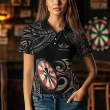 Load image into Gallery viewer, Personalized Black tribal pattern Darts Shirts For Women Custom Retro Team Darts Jerseys NQS9551