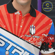 Load image into Gallery viewer, Funny Bowling Boom Strike Bowling Shirt For Men Custom Red, White and Blue retro Team Bowling Jerseys NQS11661