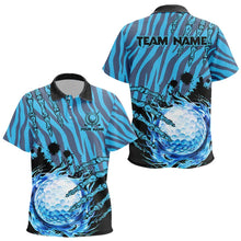 Load image into Gallery viewer, Personalized Funny Claw Blue Camo Kids golf polo shirts Custom Kid golf tops outfit NQS9705