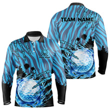 Load image into Gallery viewer, Personalized Funny Claw Blue Camo Golf Polo Shirts For Men Custom mens golf tops outfit NQS9705