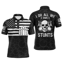 Load image into Gallery viewer, Custom Black bowling shirt for bowling – personalized team jersey front view