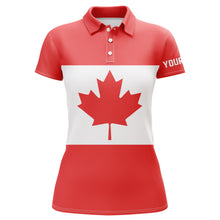 Load image into Gallery viewer, Womens golf polo shirts Canadian flag patriotic personalized Canada ladies golf top NQS5749