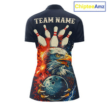 Load image into Gallery viewer, Custom Red, white and blue Eagle Retro Bowling Polo, 1/4 zip Shirts For Women, Bowling Team jerseys NQS11666