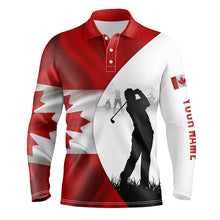 Load image into Gallery viewer, Mens golf polo shirts Canadian flag patriotic personalized Canada golf shirts for men, golf outfit men NQS5761