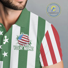 Load image into Gallery viewer, Men's golf polo shirts custom Red, white and green American flag mens golf tops, best golf gifts NQS11487