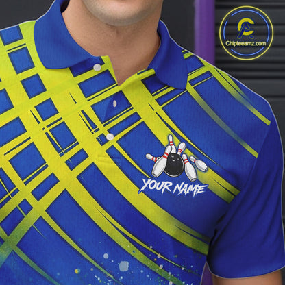Personalized Blue And Green Bowling shirts for men bowling team league jerseys, bowling gifts for men NQS11494