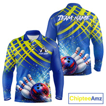 Load image into Gallery viewer, Personalized Blue And Green Bowling shirts for men bowling team league jerseys, bowling gifts for men NQS11494