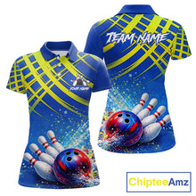 Load image into Gallery viewer, Personalized Blue And Green Bowling shirts for Women team league jerseys, bowling gifts for ladies NQS11494
