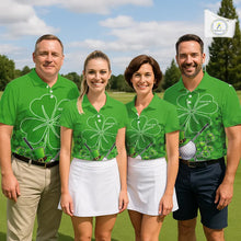 Load image into Gallery viewer, Green shamrock pattern St Patrick's Day Men's golf polo shirts custom mens golf tops, golfing gifts NQS11495
