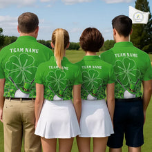 Load image into Gallery viewer, Green shamrock pattern St Patrick's Day Men's golf polo shirts custom mens golf tops, golfing gifts NQS11495