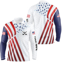 Load image into Gallery viewer, American flag Mens golf polo shirts custom Red, white and blue patriotic best mens golf wear NQS7651