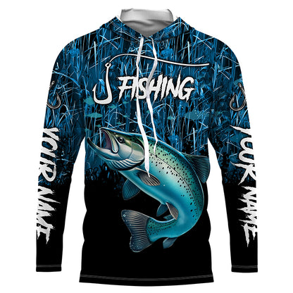 Chinook salmon Fishing jersey blue camo Custom UV protection long sleeves fishing shirts NQS5773